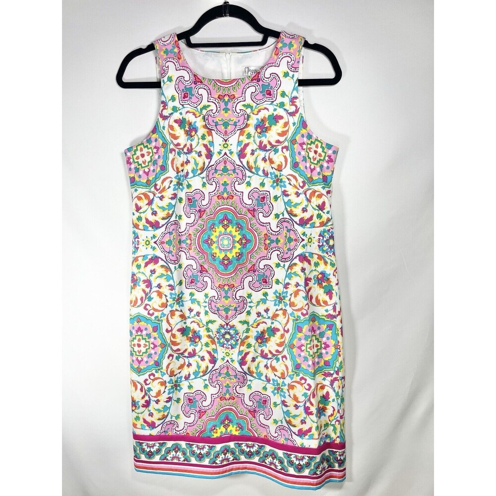 Maggy London Multicolor Floral Mandala Tapestry Knee Length Dress Sz 8